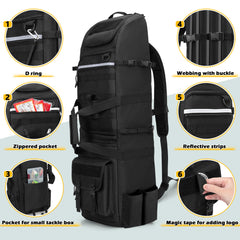 Rexmica MOLLE system image demonstrates expandable storage options for tackle and tools.