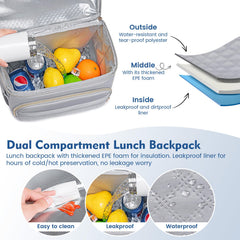 REXMONA backpack cooler insulated bottom compartment keeps drinks and snacks fresh.