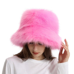 Reyox faux fur bucket hat interior soft lining provides gentle warmth.