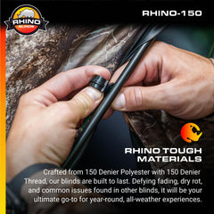 Rhino Blinds R150-RTE hub and rod system close-up reveals sturdy frame