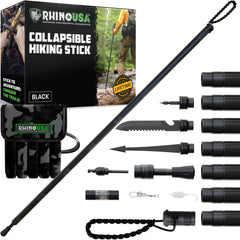 Rhino USA tactical hiking stick with forest-grip for stable support on trails.