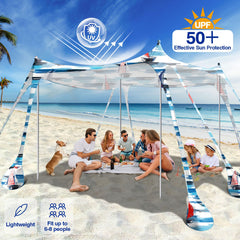 Rhino Valley Beach Tent 4 aluminum poles ensure durable, reliable setup.