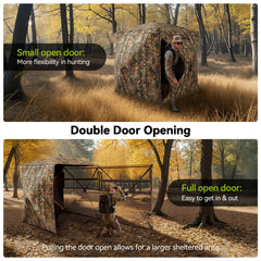 Rhino Valley hunting blind features quiet zipper for minimal wildlife disturbance