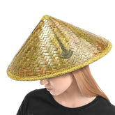 Rice Hat Chinese Straw Hat front view showing the conical brim for sun protection.