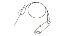 Riffe fish stringer with quick clip secures catch during spearfishing.