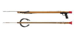 Riffe Mahogany Competitor 2-45in stock view highlights solid wood for reliable tracking.