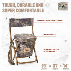 Rig Em Right Hyde stool backrest provides upright support while aiming.