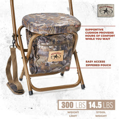 Rig Em Right Hyde stool in a blind setting for steady shooting through sessions.
