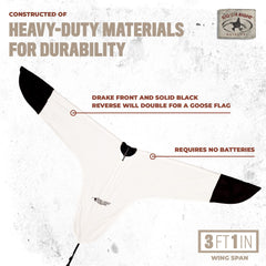 Rig'Em Right Snow Goose Flag collapsible wing design shown for easy transport.
