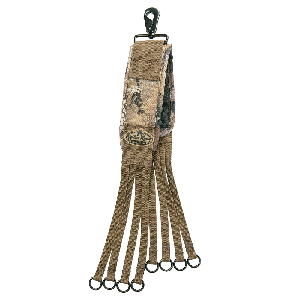 Rig'Em Right waterfowl leg band strap with heavy clip for secure field attachment.