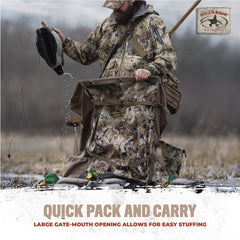 Rig Em Right Waterfowl Refuge Runner backrest detail emphasizing padded support during long hunts.