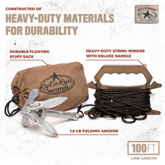 Rig Em Right waterfowl step-up jerk rig heavy-duty rope emphasizes durable mainline for tough marsh conditions.