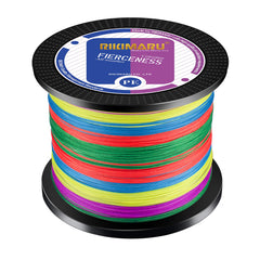 RIKIMARU braided line abrasion closeup emphasizes durable PE against rough cover