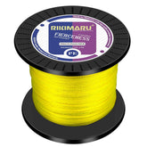 RIKIMARU braided line in bright yellow showing long-distance casting and visibility.