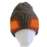 Riloer winter heated hat front view in grey for cold weather warmth