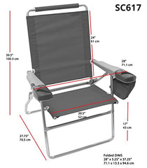 Rio Brands armrest with built-in cup holder for quick drinks.