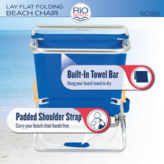 Rio Brands Classic Lay Flat chair folded compact for easy transport.