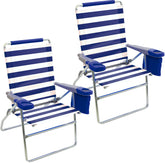 Rio Brands Rio Beach 17-inch extended-height chair, blue and white, easy seating by the water