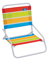 Rio Brands Rio Beach Wave chair open in bright stripes for beach day.
