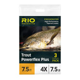 RIO Powerflex Plus trout leader 7.5ft pack demonstrating strong knot-ready performance for trout fishing.