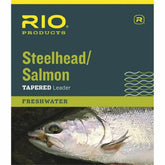 RIO Salmon/Steelhead leader packaging in glacial green, ready for tough river testing