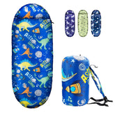 Rioyalo Astro Dino sleeping bag front view, cozy warm design for kids on camping adventures.