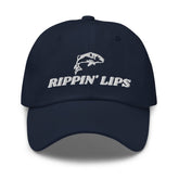 Rippin Lips fishing hat with navy embroidery, ideal for sunny bass fishing days