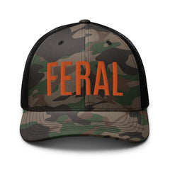 RIVEMUG camo feral hat embroidery detail emphasizes quality and style