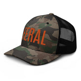 RIVEMUG camo feral hat front panel with bold branding for outdoor adventures