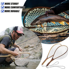 Riverruns long wooden net aluminum scale marks for fast catch measurements
