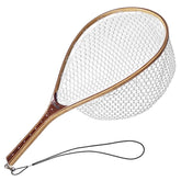 Riverruns long wooden net handle with measuring dots for precise catch-length checks.