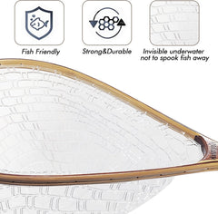 Riverruns long wooden net showing measuring dots on handle for quick length reads