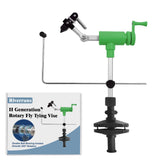 Riverruns N6201 II Gen Rotary Vise green side view for precise fly tying.