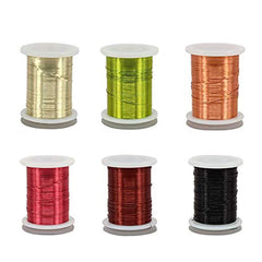 Riverruns Ultra Copper Wire 0.1mm 6-color pack: warm gold, champagne, leaf green, brown, black
