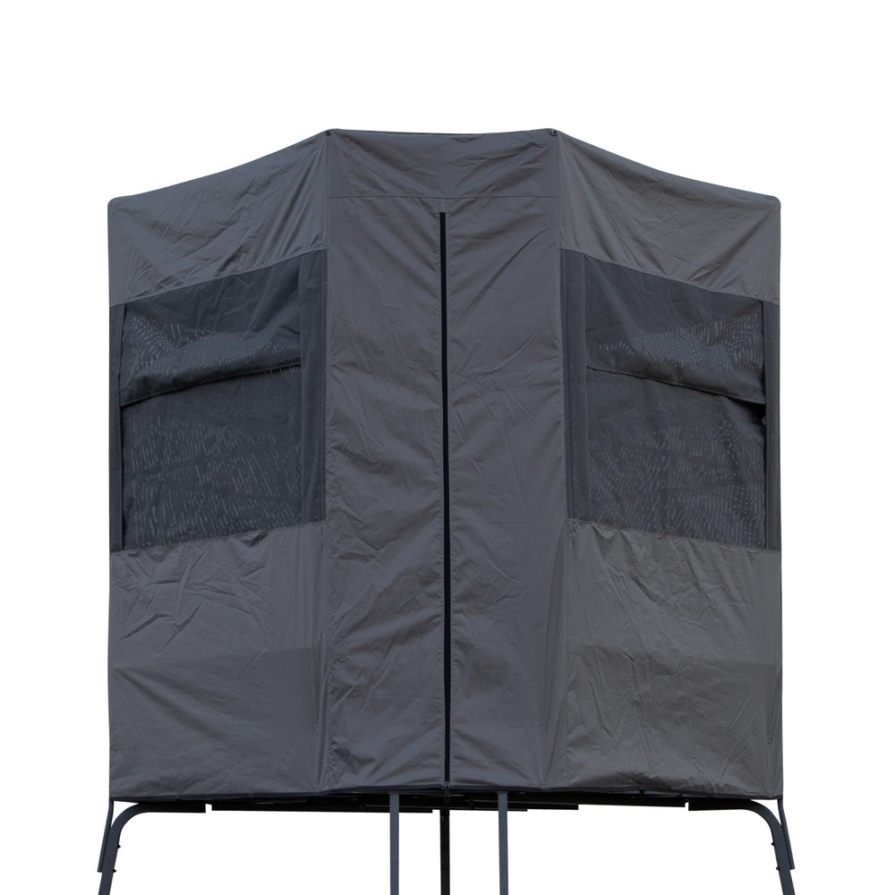 Rivers Edge Ardisam blind enclosure with view-through fabric for concealment.