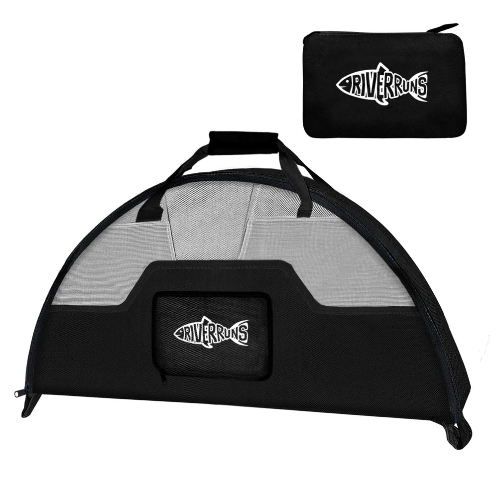 Rivruns Fishing Wader Bag in Charcoal Taupe with vented mesh panel