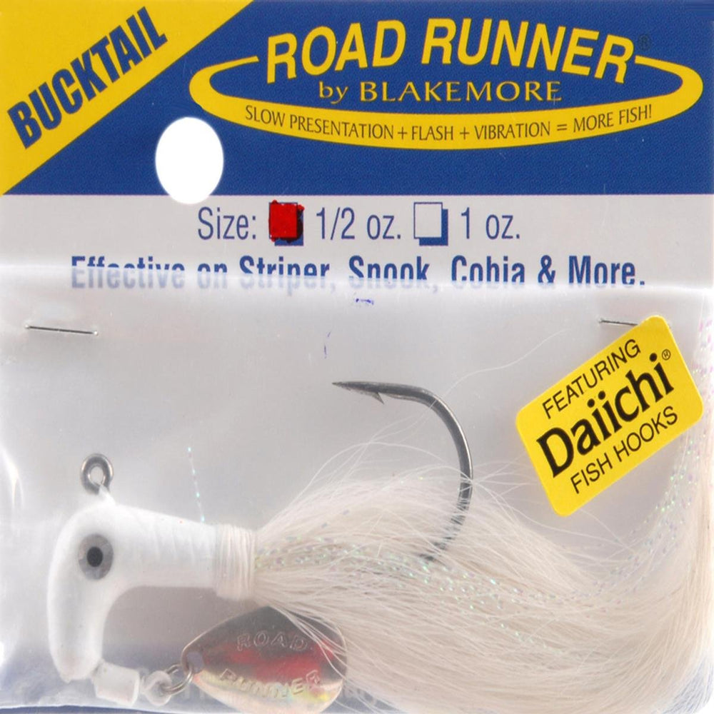 Road Runner Buck Tail Fishing Lure 1/2 oz White