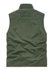 ROAMUNCH vest shows multiple zippered pockets for secure on-the-go organization.