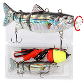 Robotic swimming fishing lure with LED light and USB recharge port