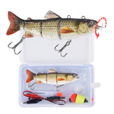 Robotic swimming lure with LED light and USB recharge port