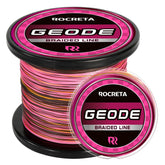 ROCRETA Geode braided line close-up shows 20lb strength for versatile fishing.