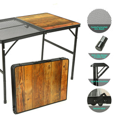ROCK CLOUD coated mesh and wood grain top resists water and rust.