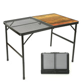 ROCK CLOUD portable camping table, assembled, showing sturdy aluminum frame for outdoor meals.