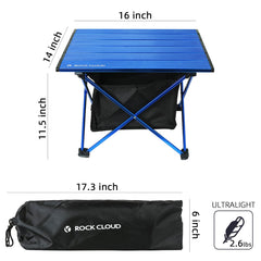 Rock Cloud ultralight camping table assembled and ready for meals outdoors.
