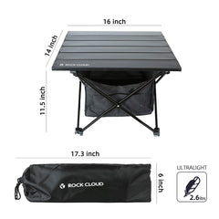 ROCK CLOUD storage bag 600D polyester attached to table for convenient gear organization.
