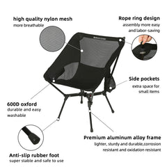 Rock Cloud ultralight camping chair with transport-friendly design for quick setup.