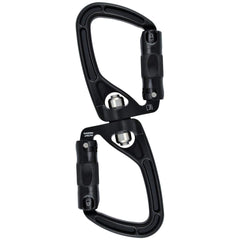 Rock Exotica SwivaBiner with integrated swivel reduces rope twist during rigging and climbing.