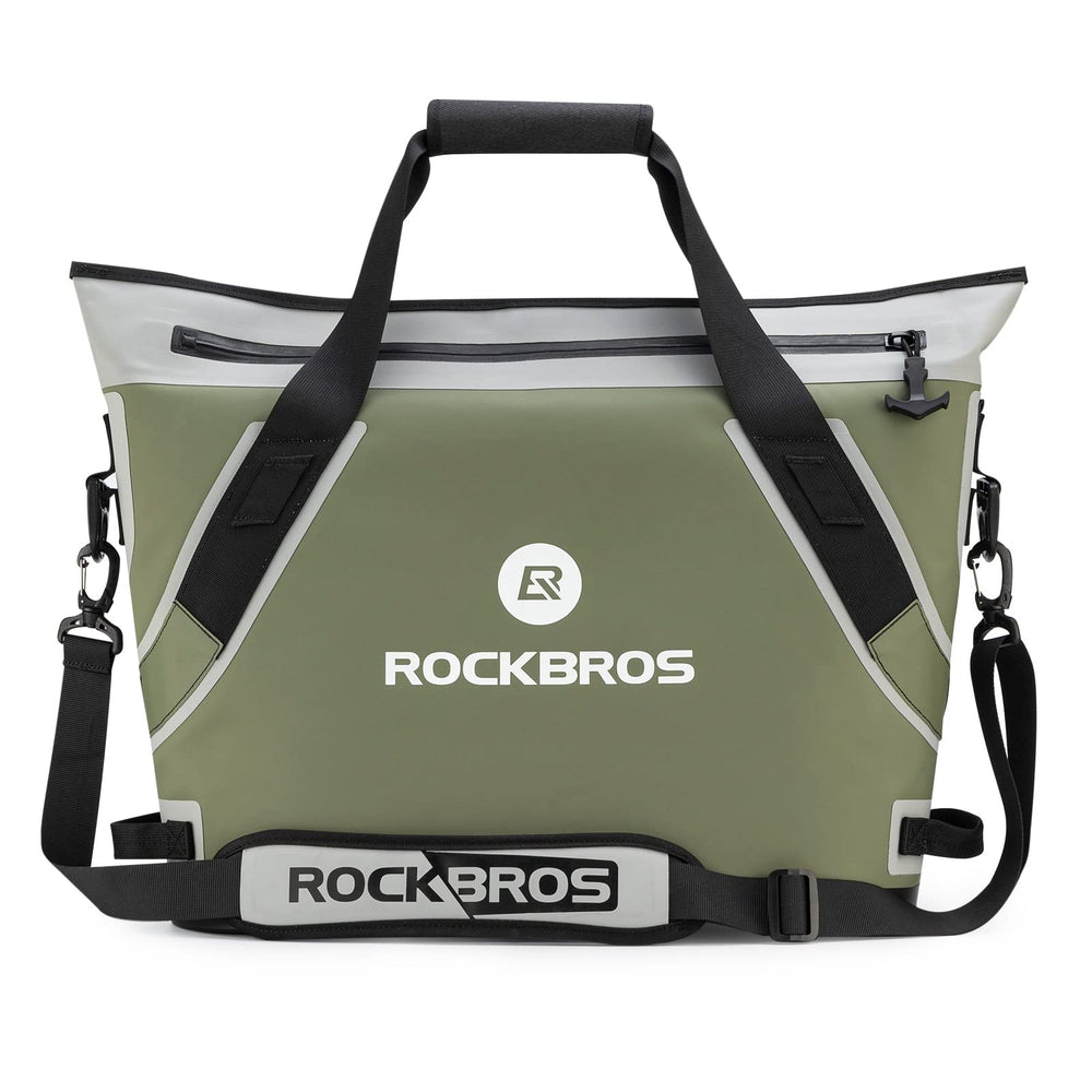 ROCKBROS soft cooler with zipper closed demonstrates leak-proof portability for travel and picnics.