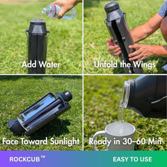 Rockcub Solar Kettle glass body close-up highlights Vycor glass and heat resilience.