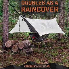 ROCKWORKX hammock strap system securing the suspension for stability